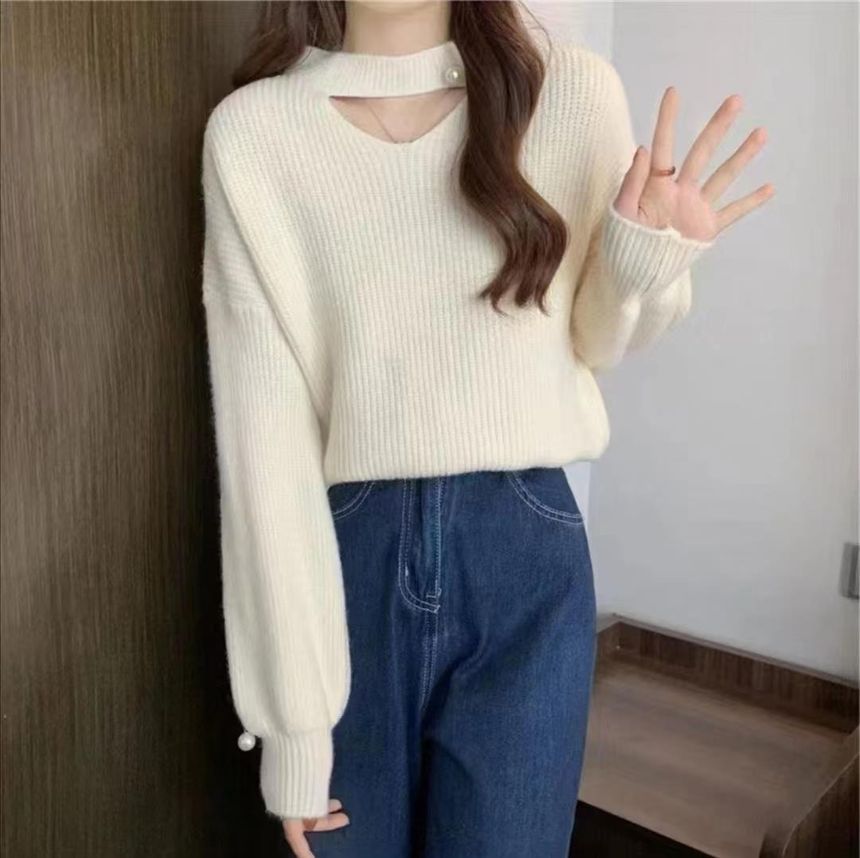 Muezz - Mock Neck Plain Cutout Trui