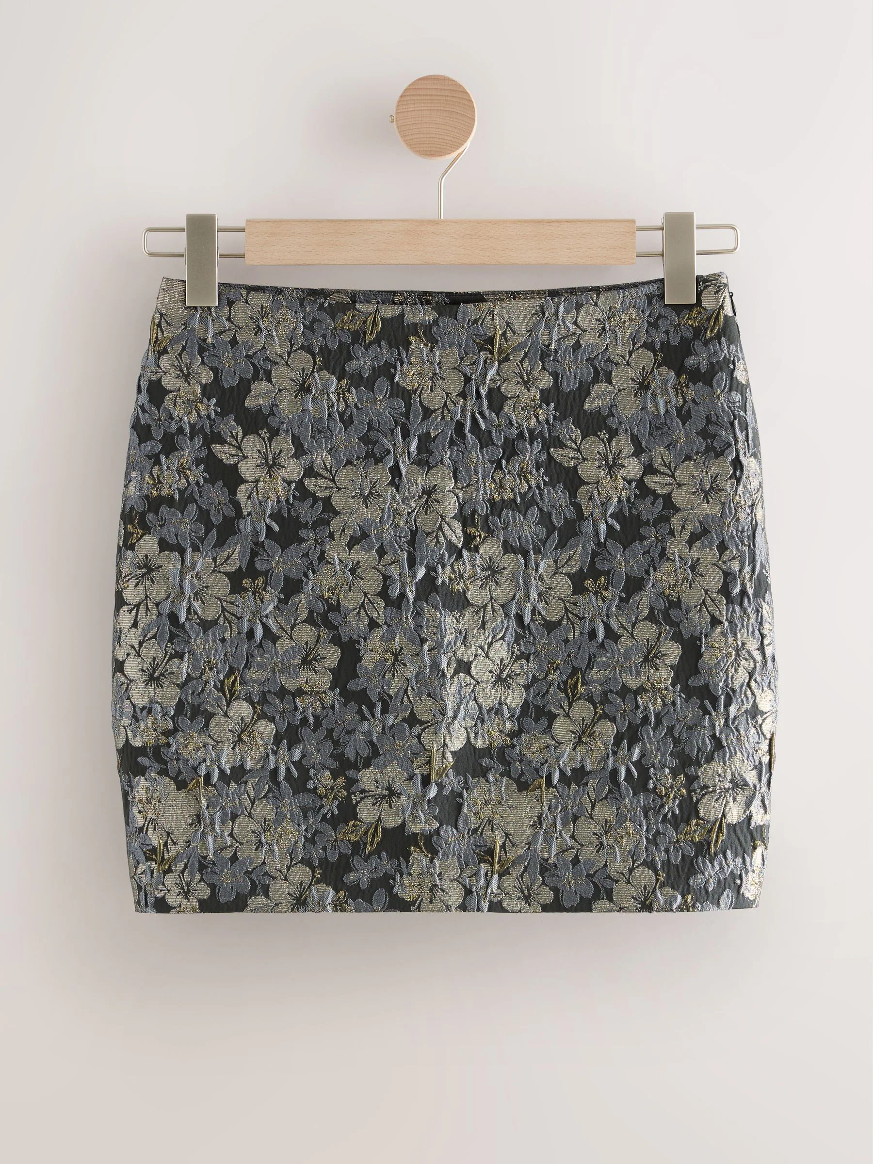 Zilver - Jacquard Floral Print Mini Skirt