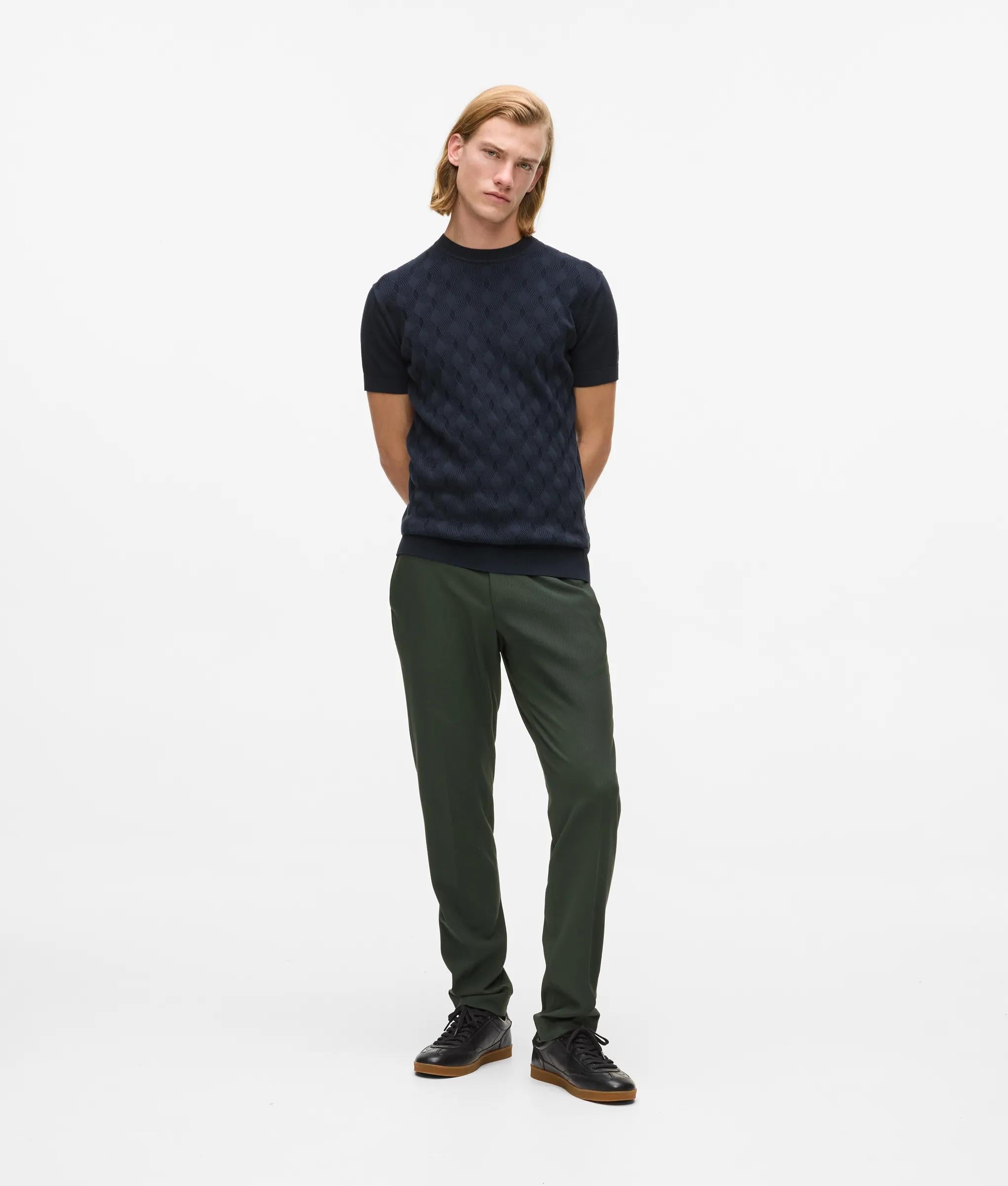 Sweater met korte mouwen van textuurstof
