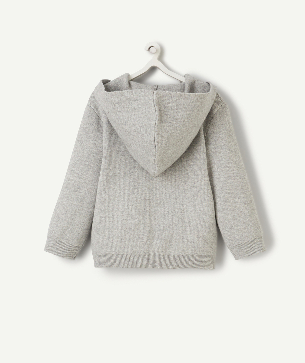 PULL À CAPUCHE BÉBÉ GARÇON EN FIBRES RECYCLÉES GRIS