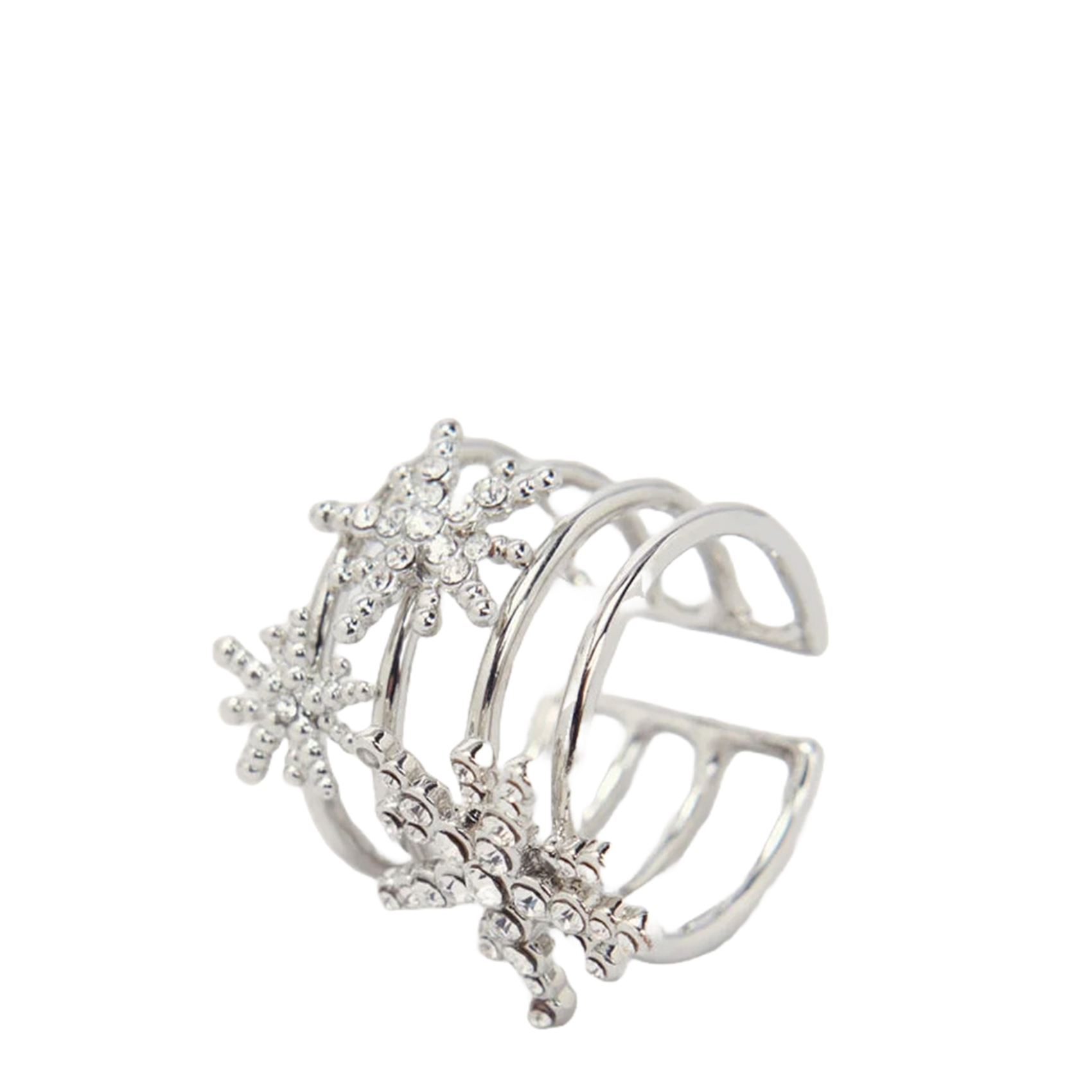 Bague anneaux à étoiles strassées | Argent