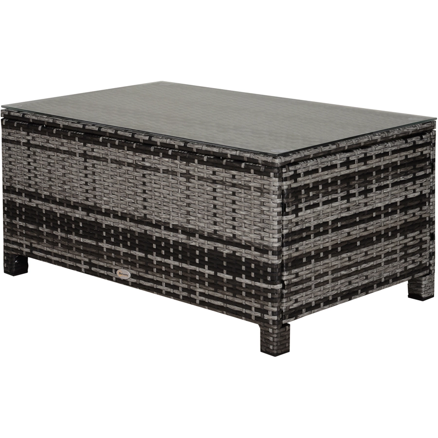 Outsunny Beistelltisch aus handgeflochtenem Polyrattan grau