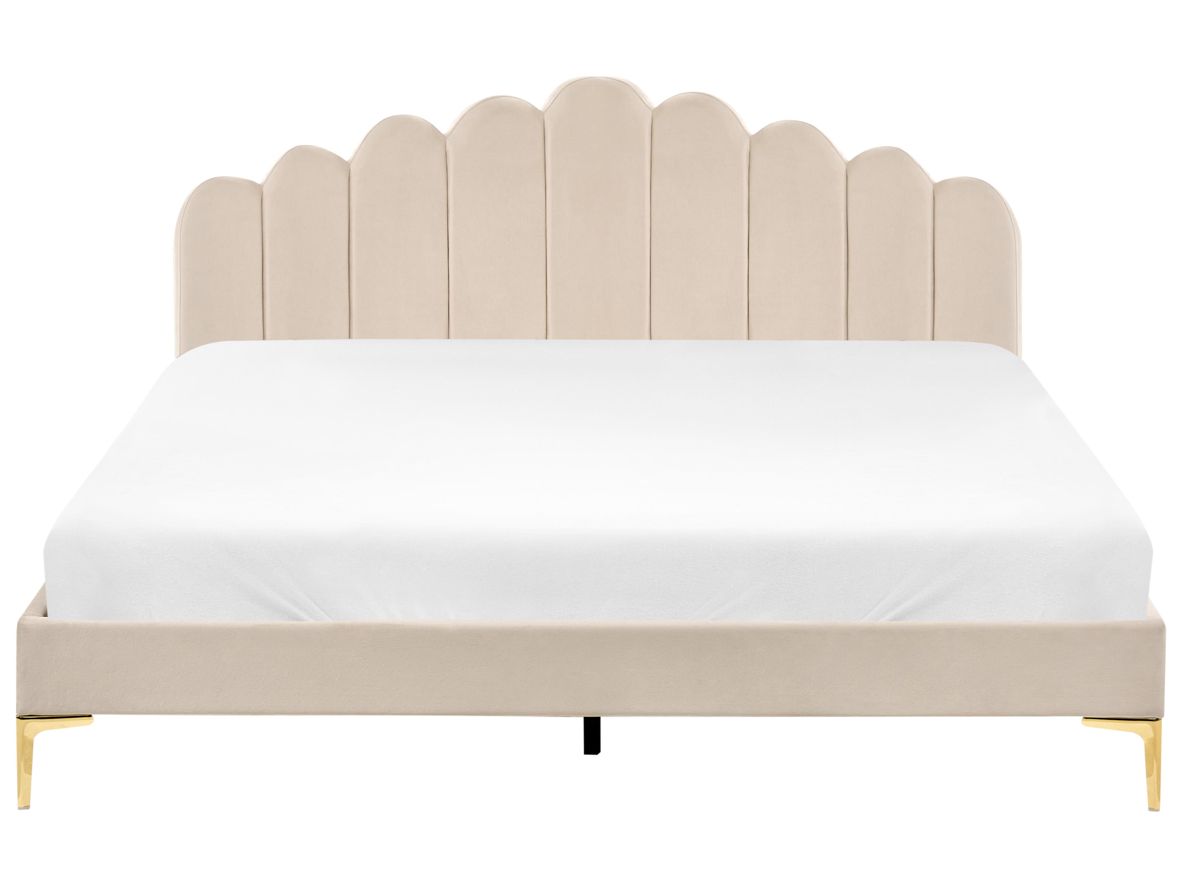 Bed Fluweel SAUVIAN 180 x 200 cm Beige