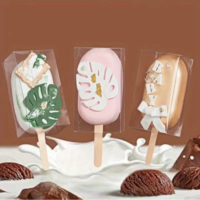 (25er Set) 95x55mm Einweg Eis am Stiel Transportbox Kuchen Schachtel Cake Pop Behälter - Transparent