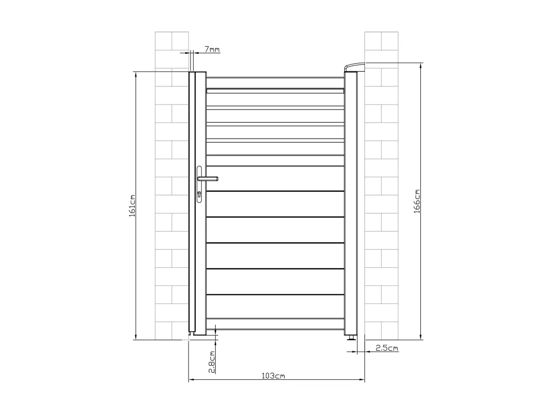 Portillon battant aluminium persienné L103 x H166 cm anthracite - VIAZO
