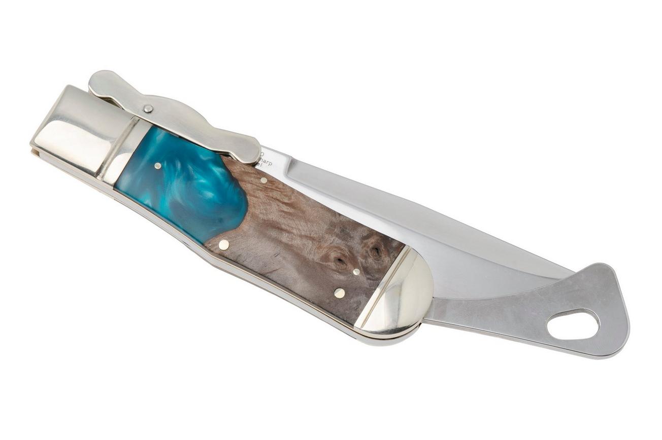Rough Ryder Safety Folder RR2654, Satin 440,  Pandora Swirl Wood Resin, zakmes