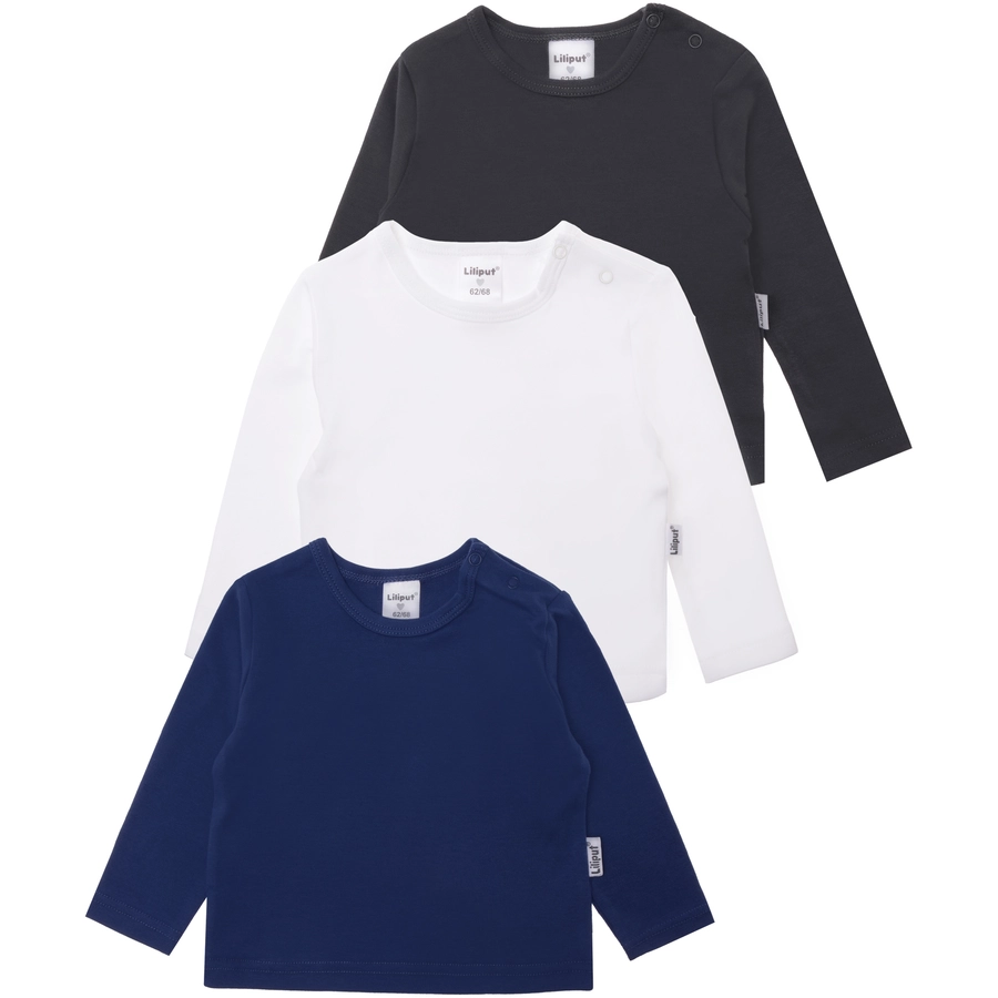 Liliput Langarmshirts (Pack, 3-tlg.) weiss anthrazit dunkelblau