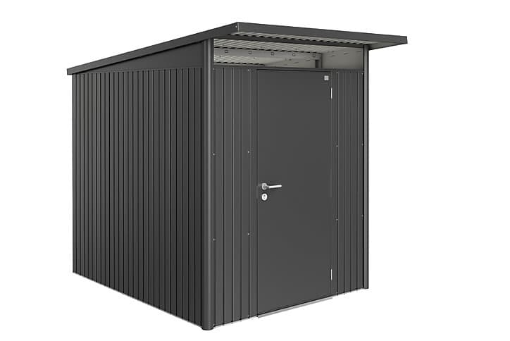 Abri de jardin simple porte Biohort AvantGarde A2 en métal coloris gris foncé métallique ép.0,53 mm surface extérieure 4,68 m²