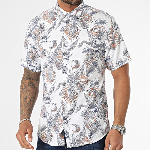 Chemise Manches Courtes Floral Blanc Orange