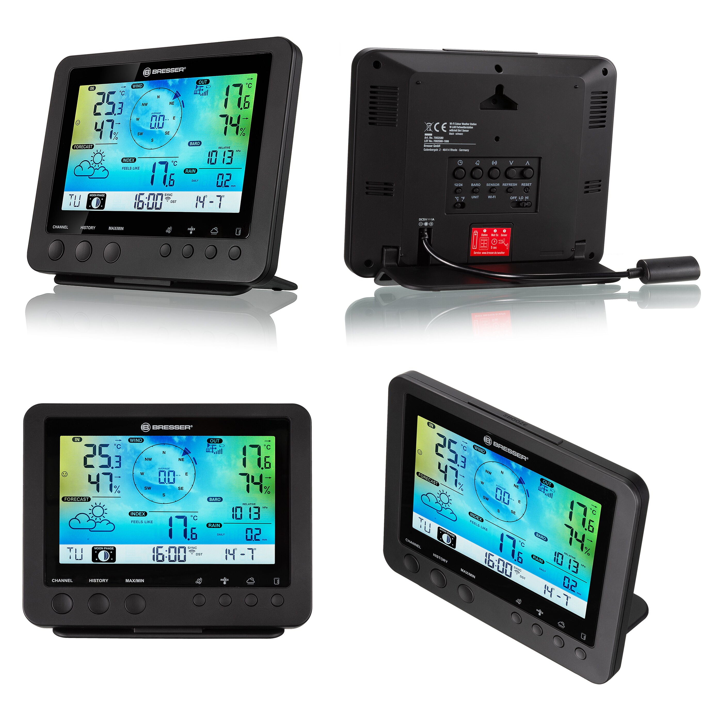 BRESSER WLAN-Farbwetterstation mit 5-in-1-Profi-Sensor