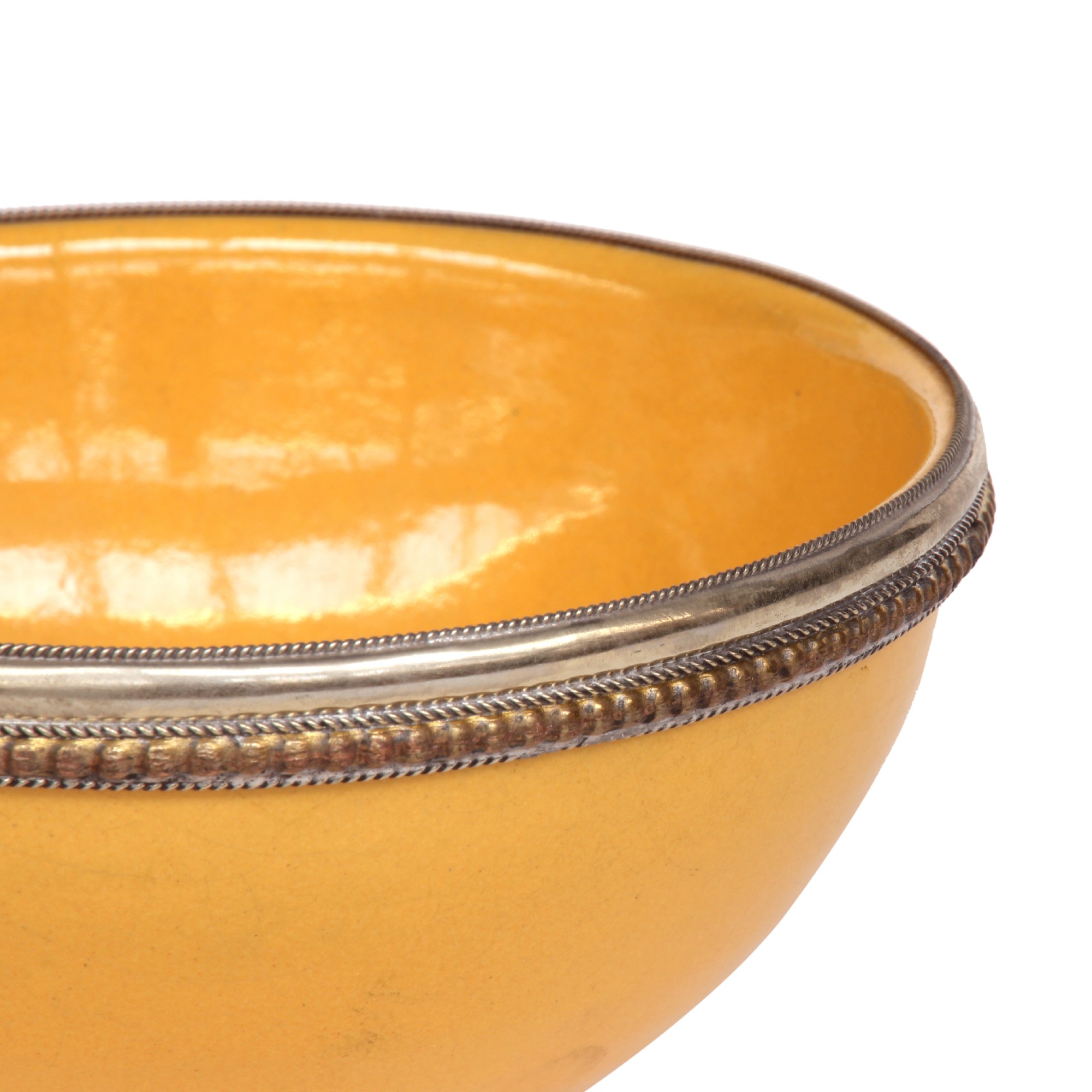 Zierschale mit Metallrand gelb, Ø 18 cm, H 10 cm von fischer's lagerhaus