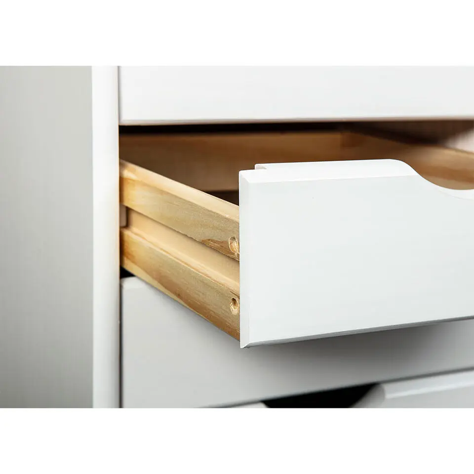 Hioshop Simra kommode kantoorarchief op wielen 6 lades wit