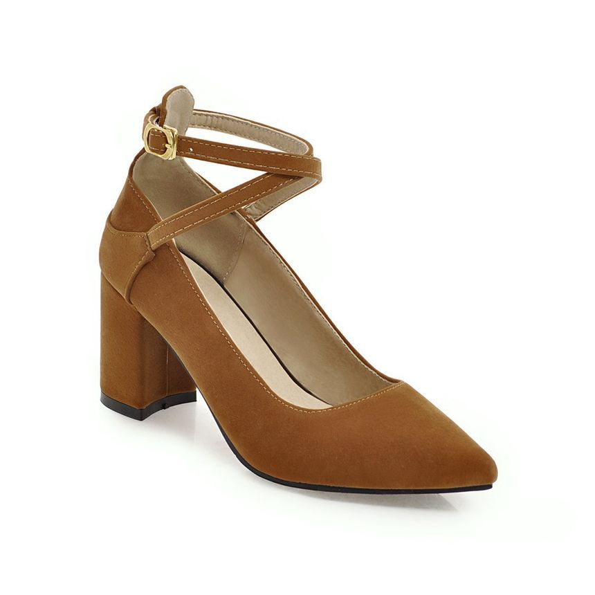 Megan - Pumps met enkelbandjes en puntige blokhak