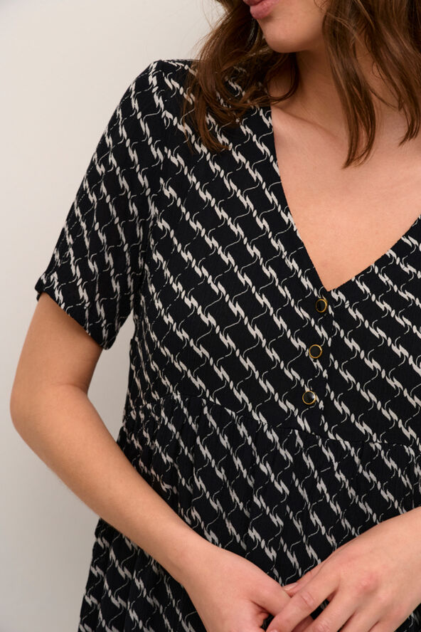 Kaffe KAmarita Amber Dress Black/chalk graphic print