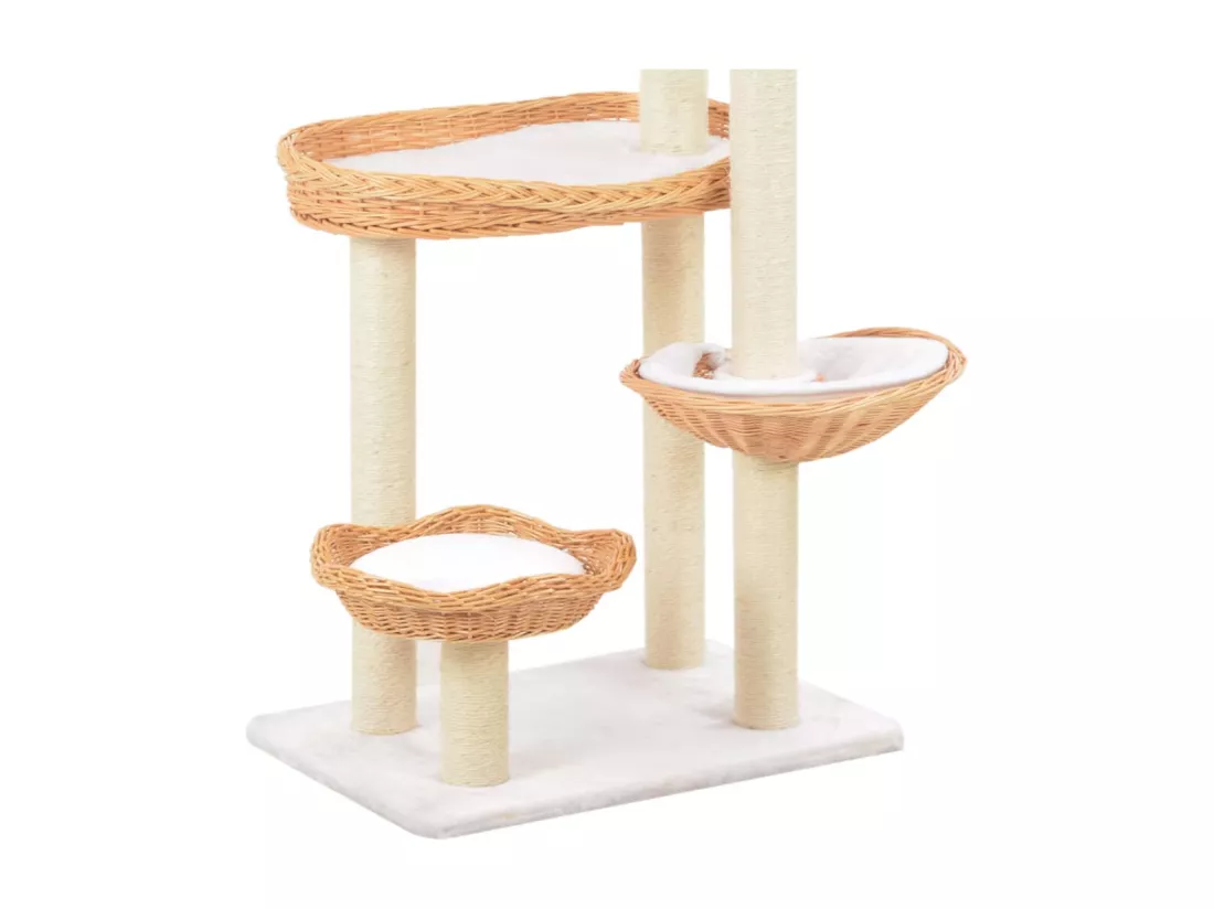 Arbre à chat avec griffoir en sisal Naturel Bois de saule