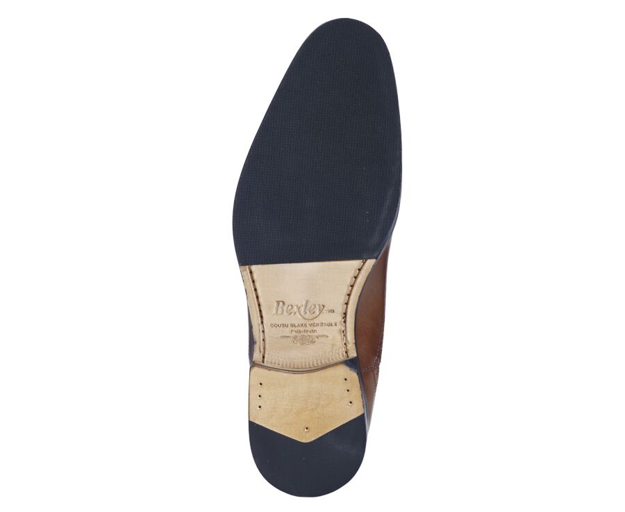 Richelieu homme Châtaigne Patiné semelle cuir avec patin - HILCOTT PATIN