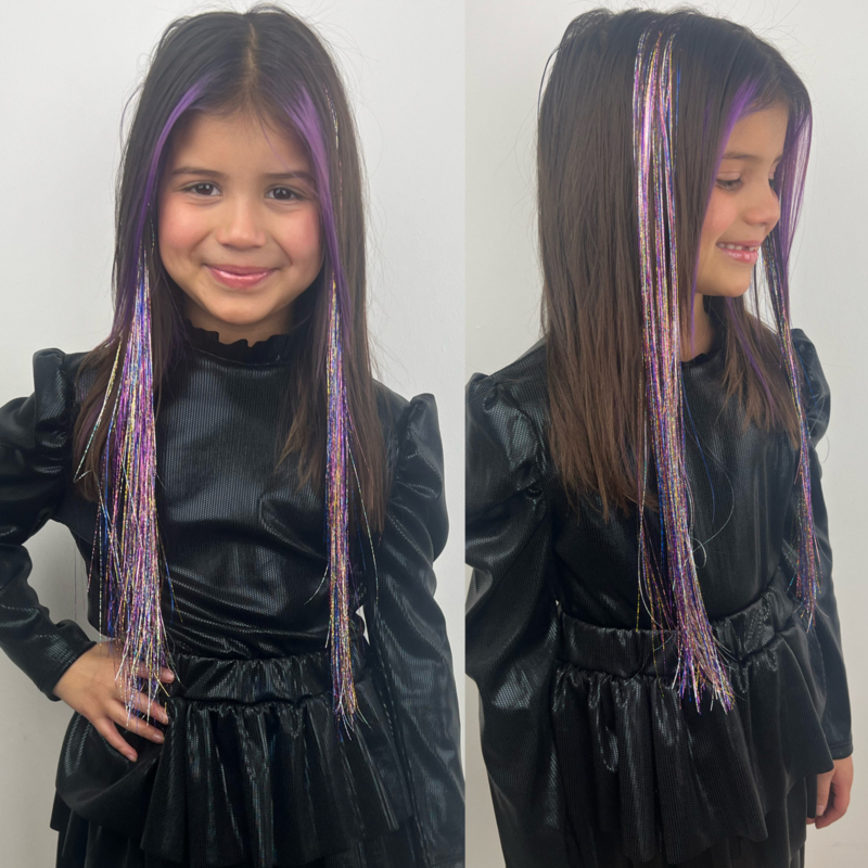Glitter tinsel clip-inn