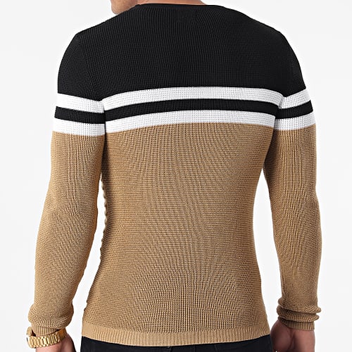 Pull Tricolore 0104 Noir Blanc Camel
