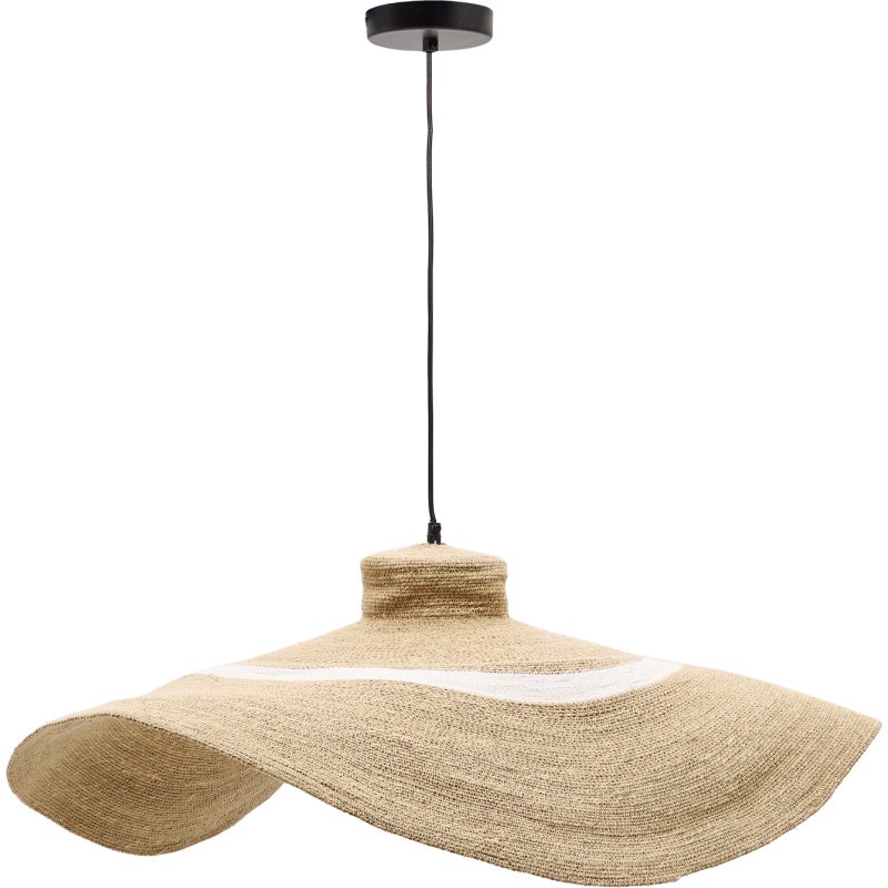 Lampe de plafond Albenya en fibres naturelles et coton, finition naturelle et blanche Ø 90 cm