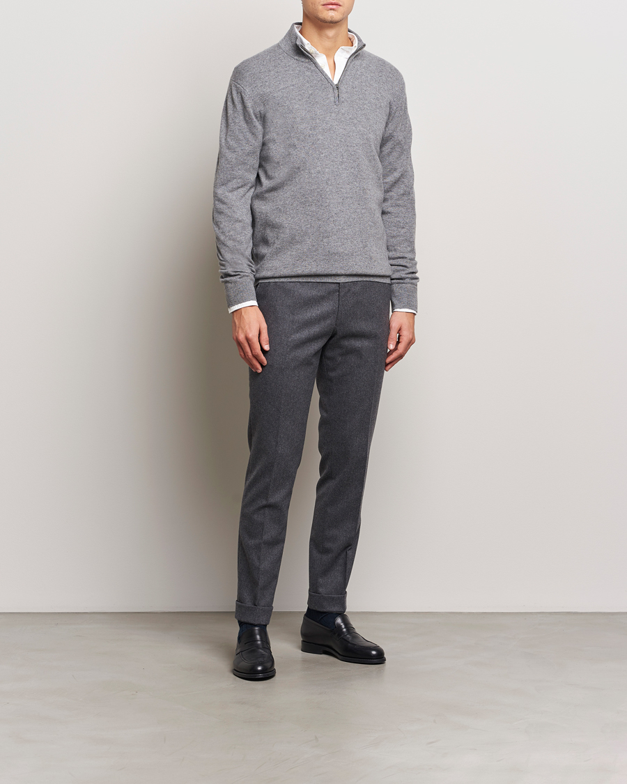 Charles Tyrwhitt Pure Cashmere Zip Neck Jumper Grey