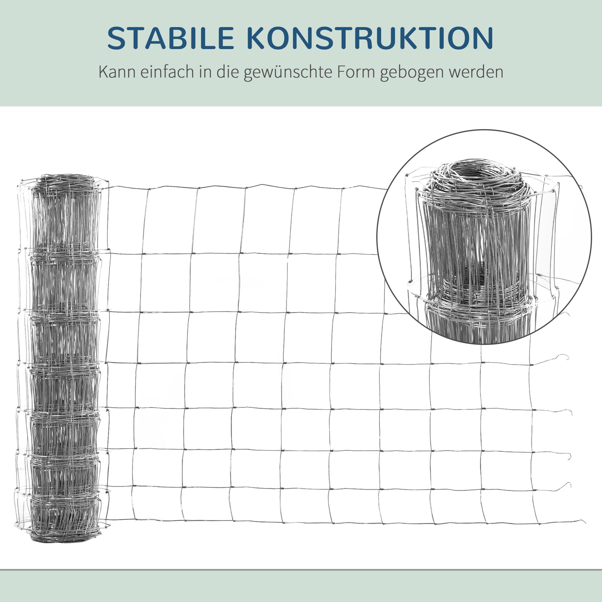PawHut Maschendraht mit Faltbarkeitsfunktion silber 5200L x 0,25B x 100H cm
