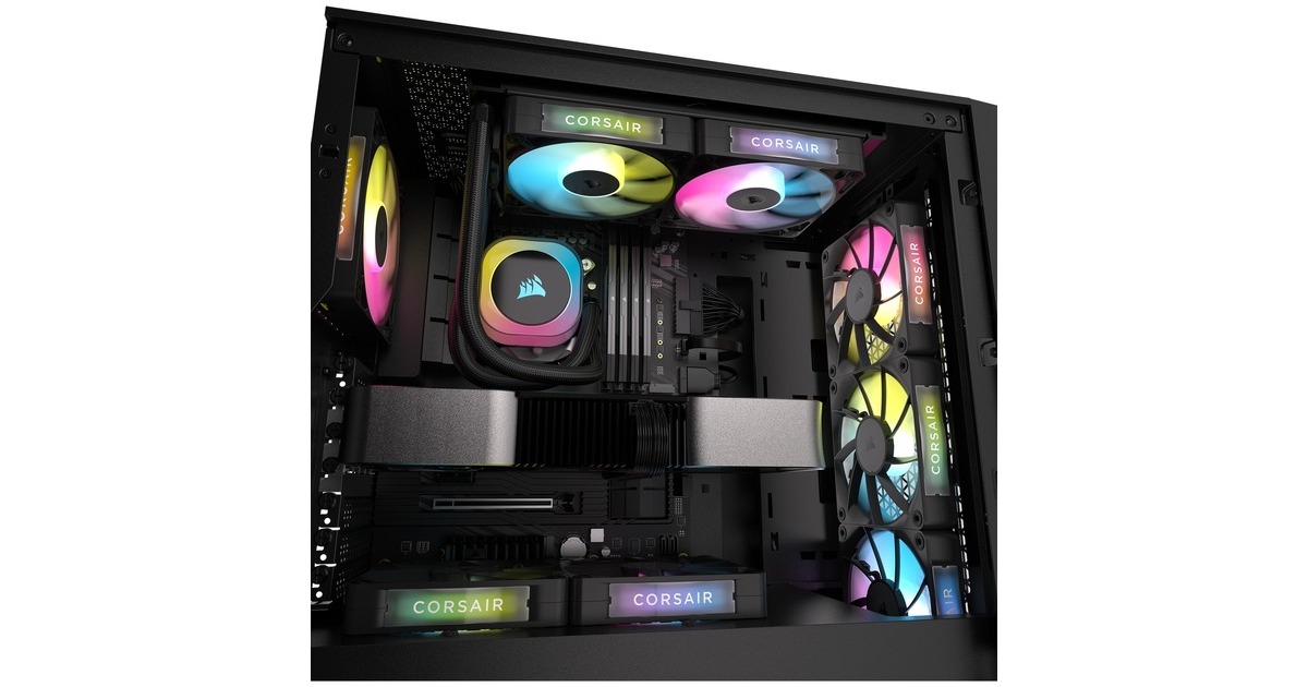 CorsairiCUE LINK RX120 RGB Starterskit case fans  (Zwart, 3 stuks, 120 x 120 x 25 mm, PWM)