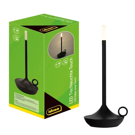 Idena LED Tischleuchte mit Akku, schwarz, 26cm, dimmbar