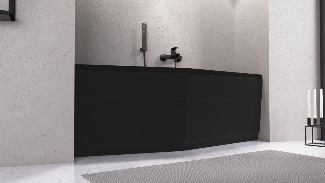 Polysan Tigra badpaneel links mat zwart 170x55cm