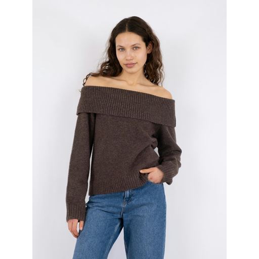 Neo Noir Jane Knit Striktrøje, Brown Melange, 40