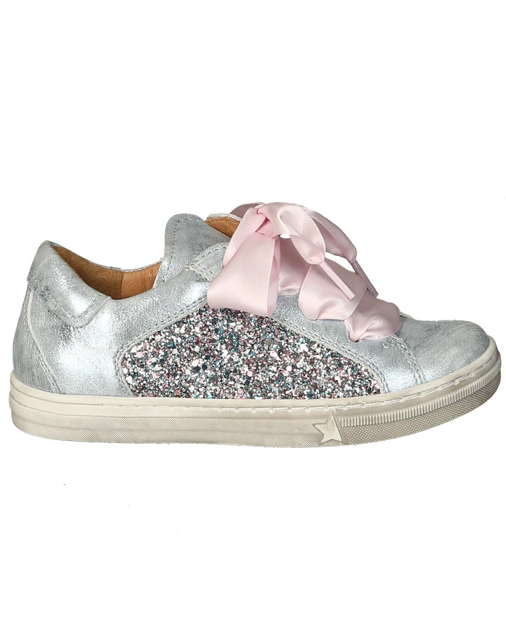 Schnür-Halbschuhe STAR GIRL mit Glitzer in ice