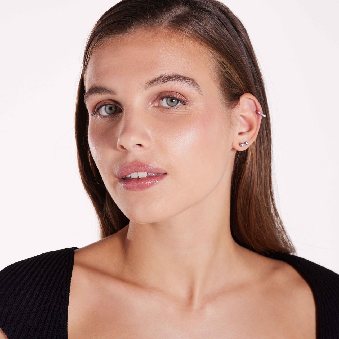 Stalen helixpiercing licht roze zirkonia