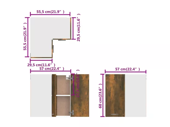 Armoire d'angle suspendue 