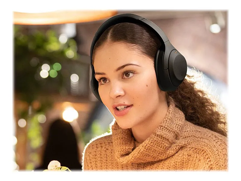 Sony WH-1000XM4 - Hovedtelefoner med mik. - fuld størrelse - Bluetooth - trådløs, kablet - NFC - aktiv støjfjerning - 3,5 mm jackstik - sort