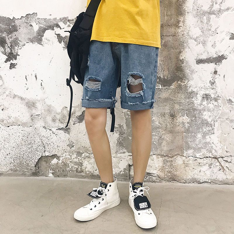 Wewewow - Gewassen, verweerde denim shorts