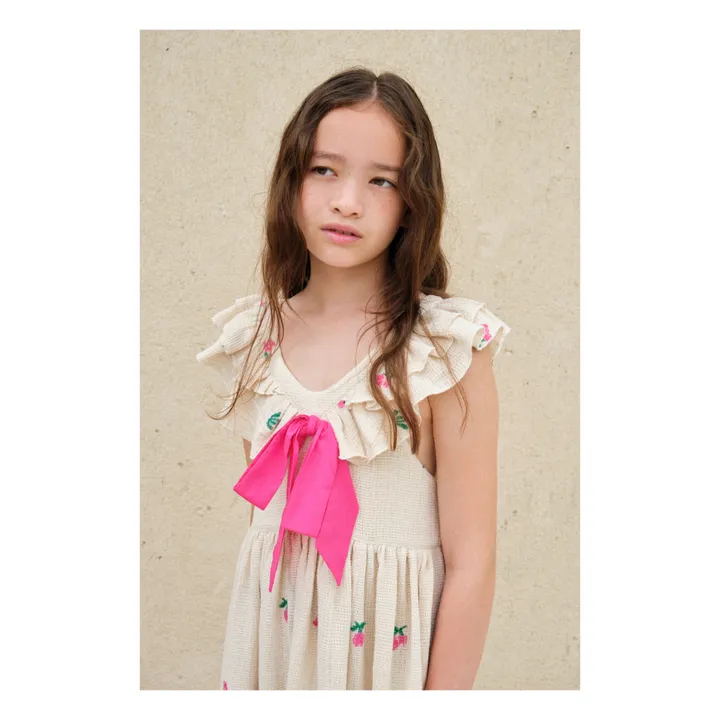 Bebe Organic Robe Fleurie Maille Fine Daisy | Ecru