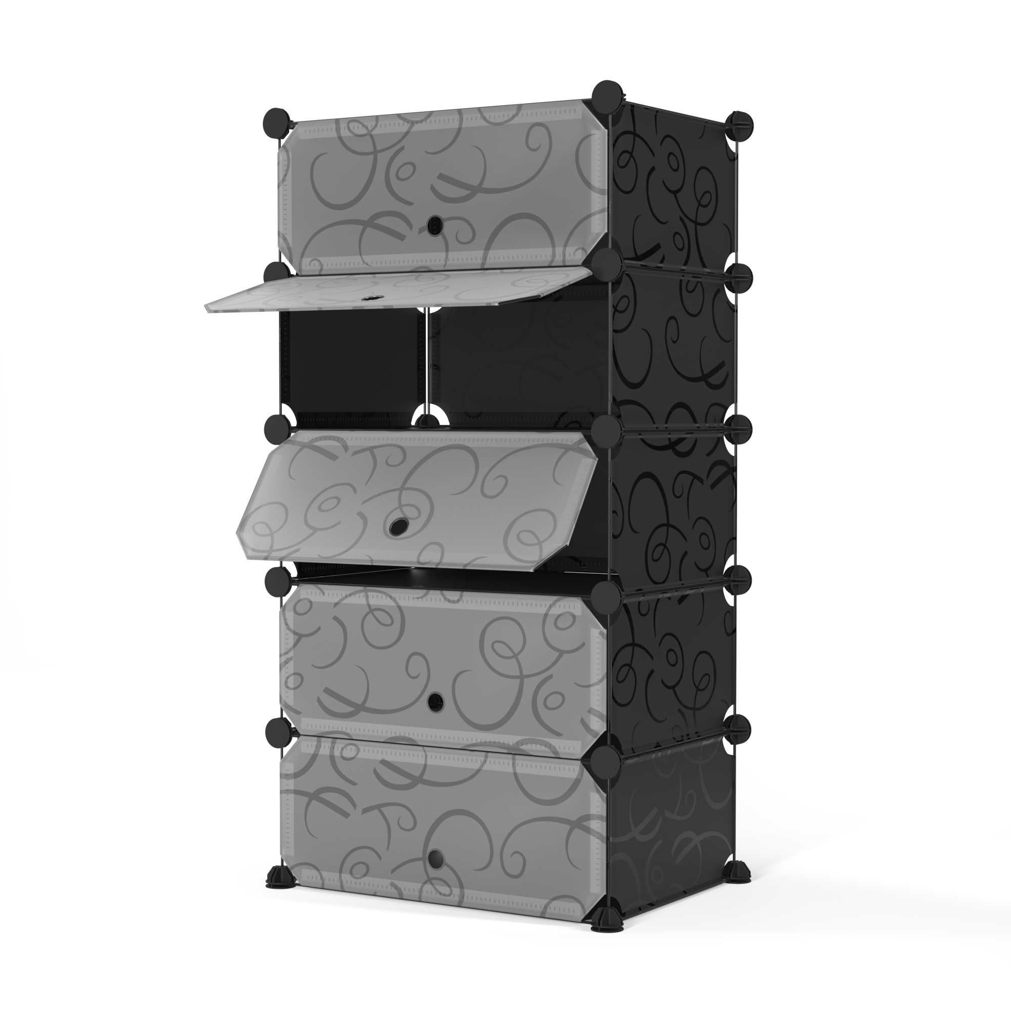Schuhschrank Steckregal schwarz 5 Boxen