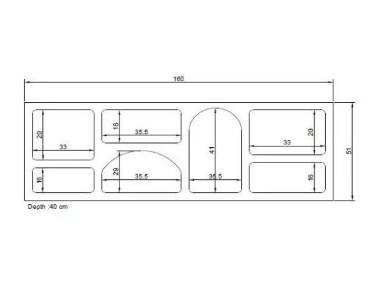 Meuble TV avec 7 niches - Noir - LUELA