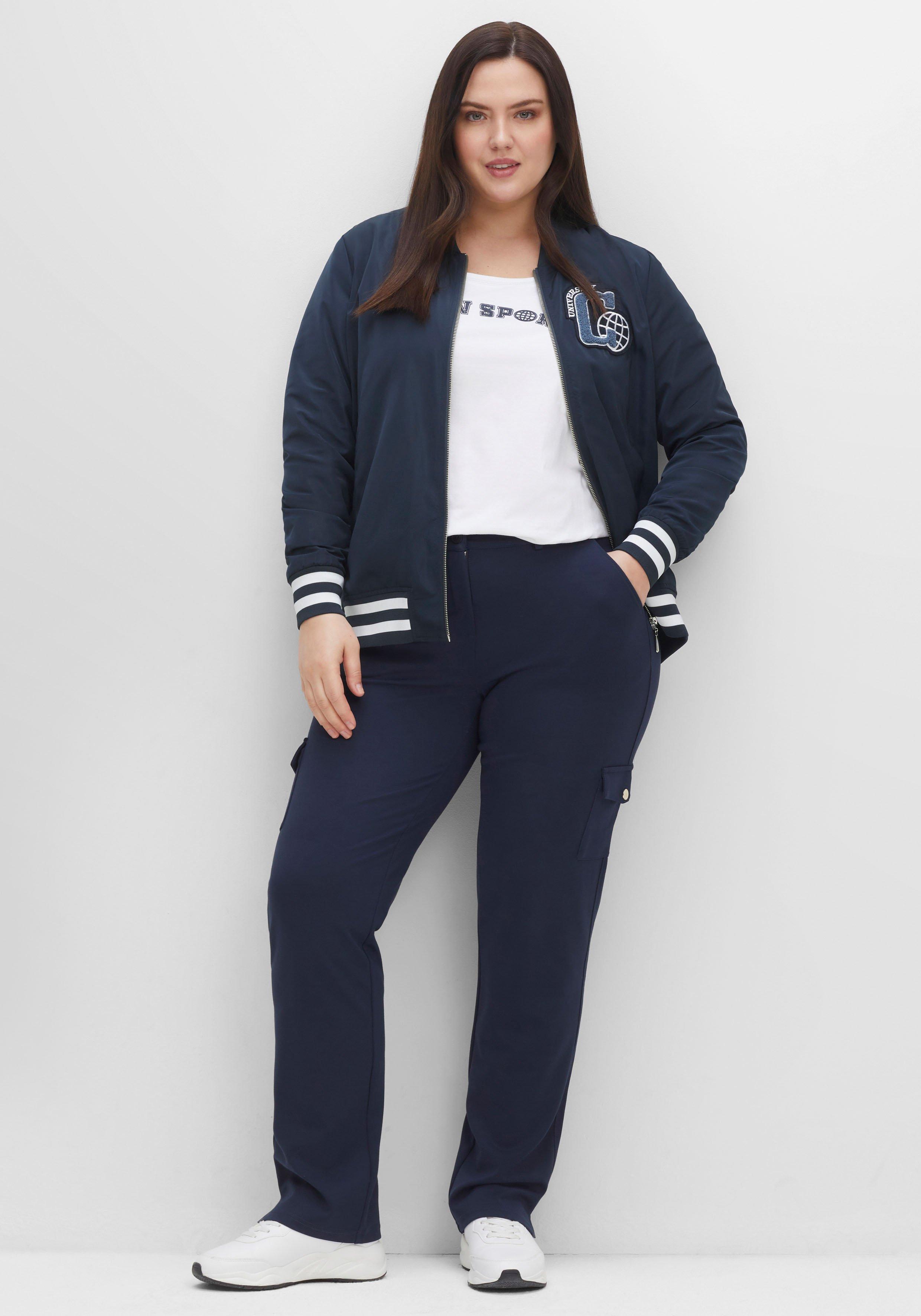 Blouson im College-Look mit Brust-Patch und Ringeln