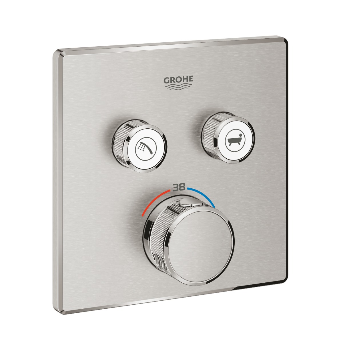 Grohe Grohtherm SmartControl douchethermostaat met omstel 2-weg vierkant supersteel
