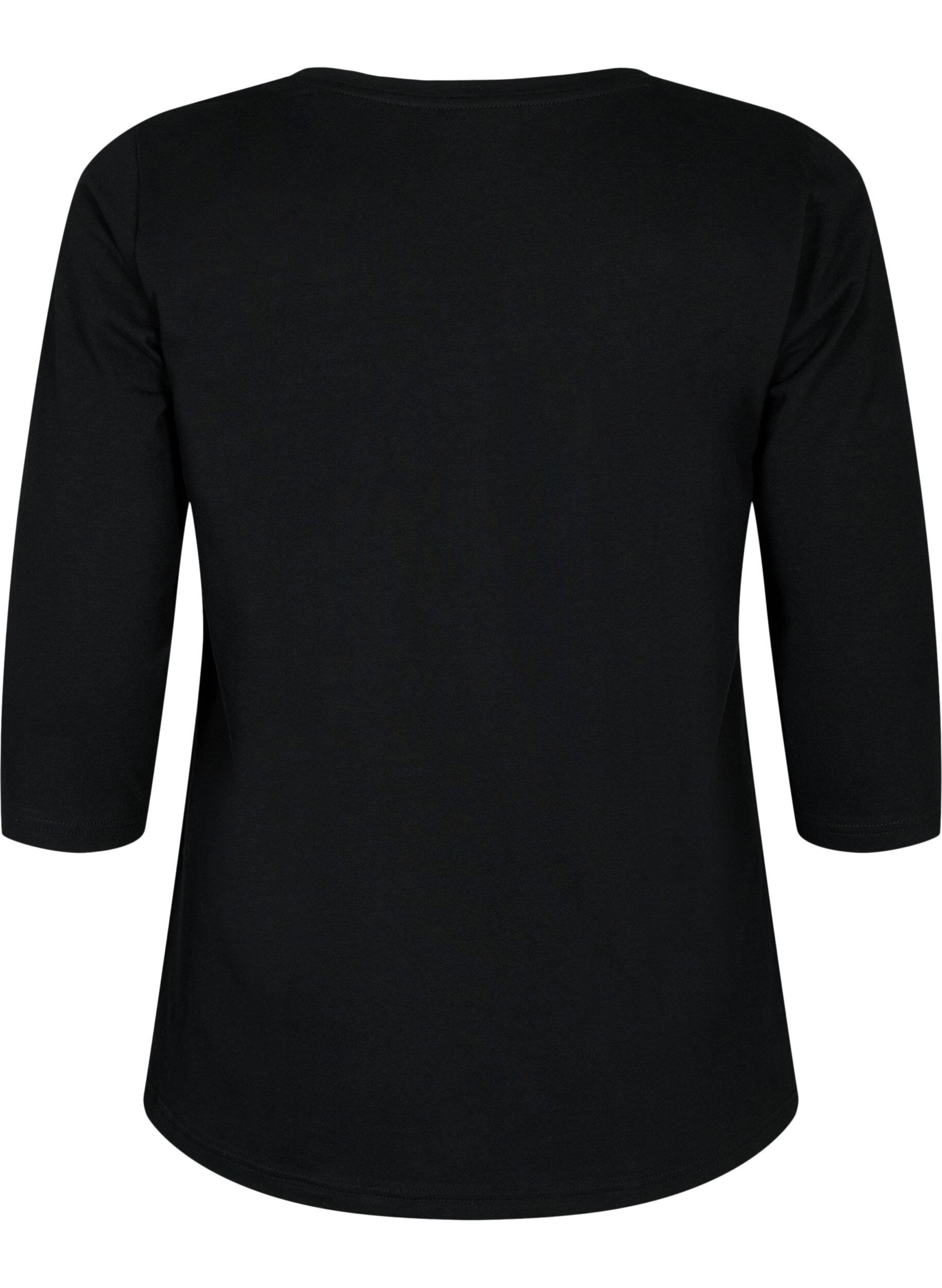 Basis bomulds t-shirt med 3/4 ærmer