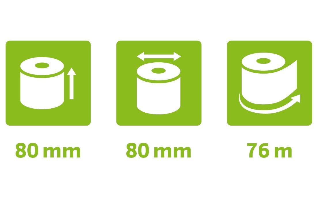 Thermo-Papierrolle 80 x 80 x 12 mm, 76 m, 10 StückAdditionsrollen