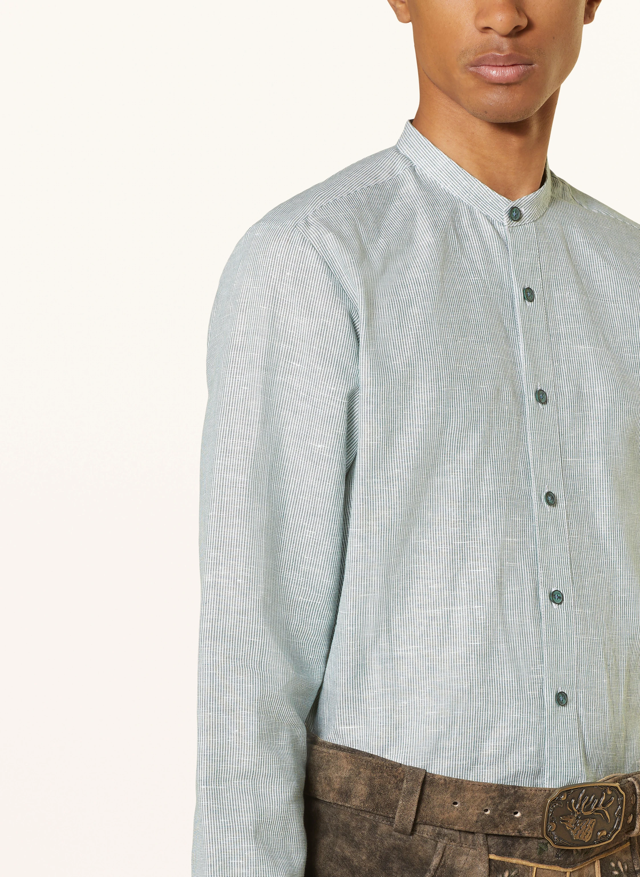 Hammerschmid Trachtenhemd Slim Fit mit Stehkragen und Leinen