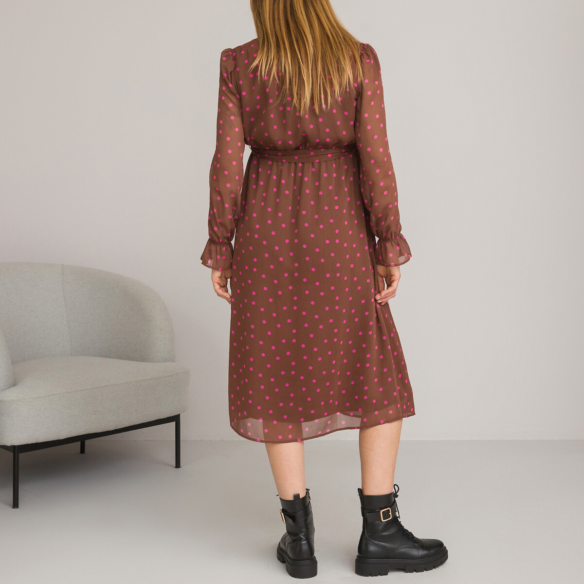 LA REDOUTE COLLECTIONS<br>Vestido de maternidade, estampa de bolinhas