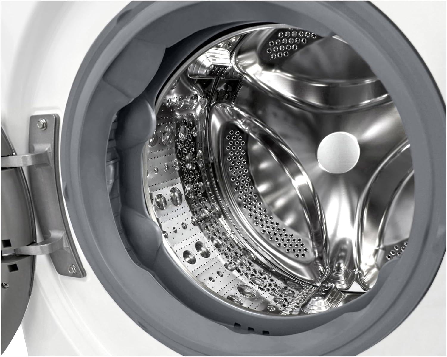 LG F2V7SLIM9, Klasse A, Waschmaschine Slim 9 kg, 60x47.5x85 cm, Wi-Fi, AI Direct Drive, Tiefenreinigung mit Dampf, TurboWash 360°, Außentür aus Gehärtetem Glas, Weiß mit Schwarzem Bullaugenring