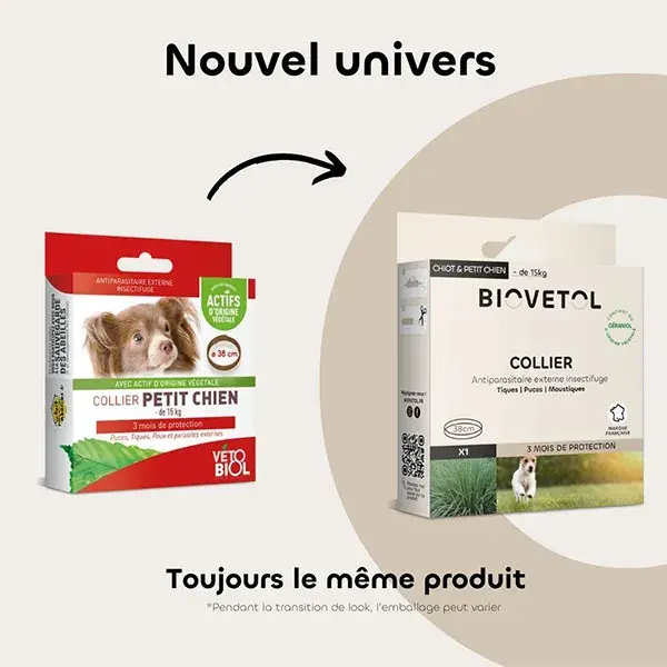 Biovetol - Antiparasitaire - Collier Petit Chien (38 cm marron) - x1