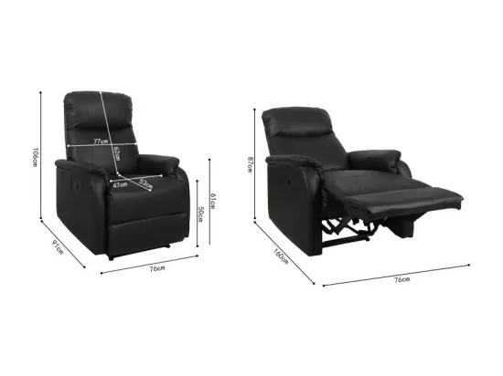 Fauteuil relaxation relevable manuellement BERLIN coloris noir