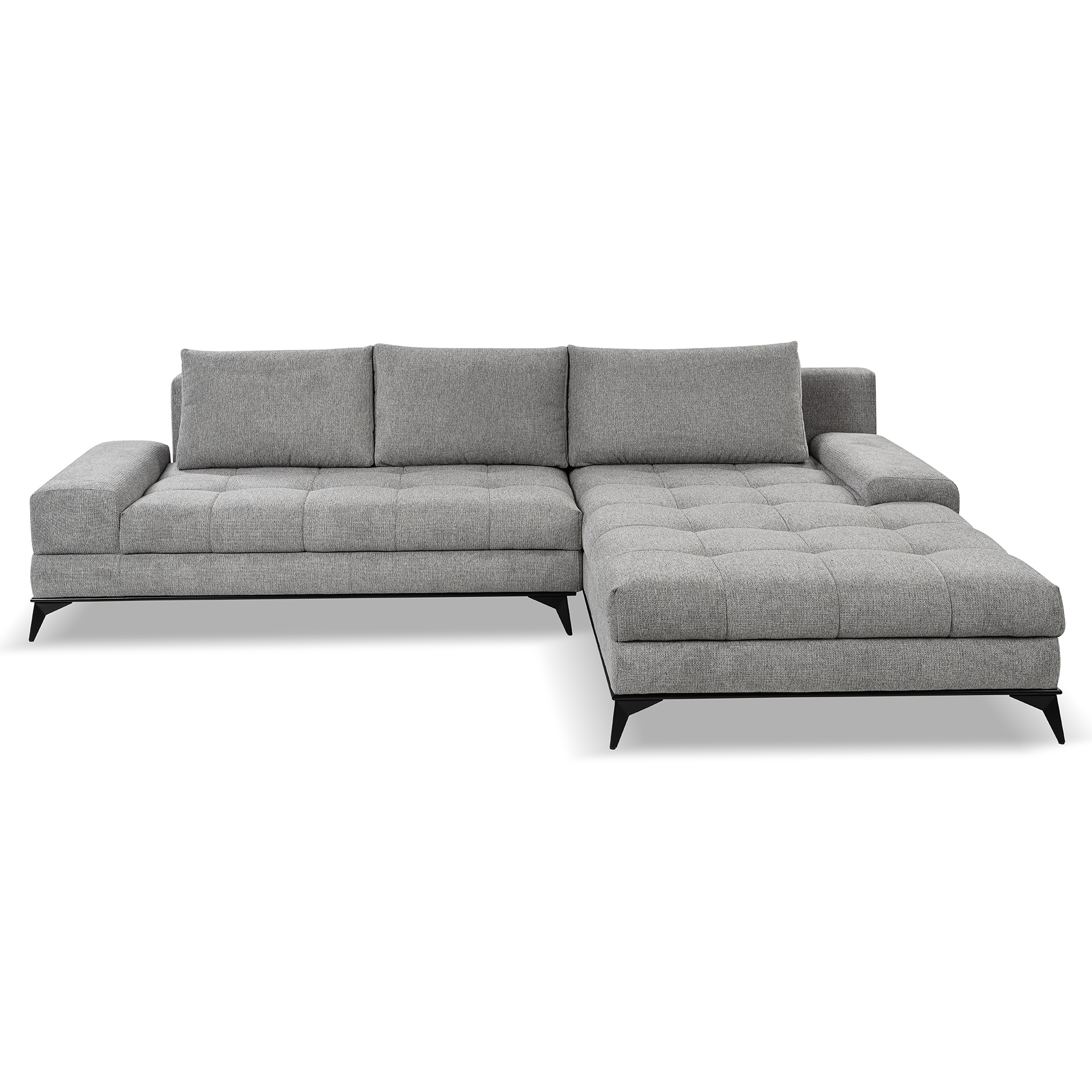 Ecksofa - grau - Liegefunktion und Staukasten - Longchair rechts