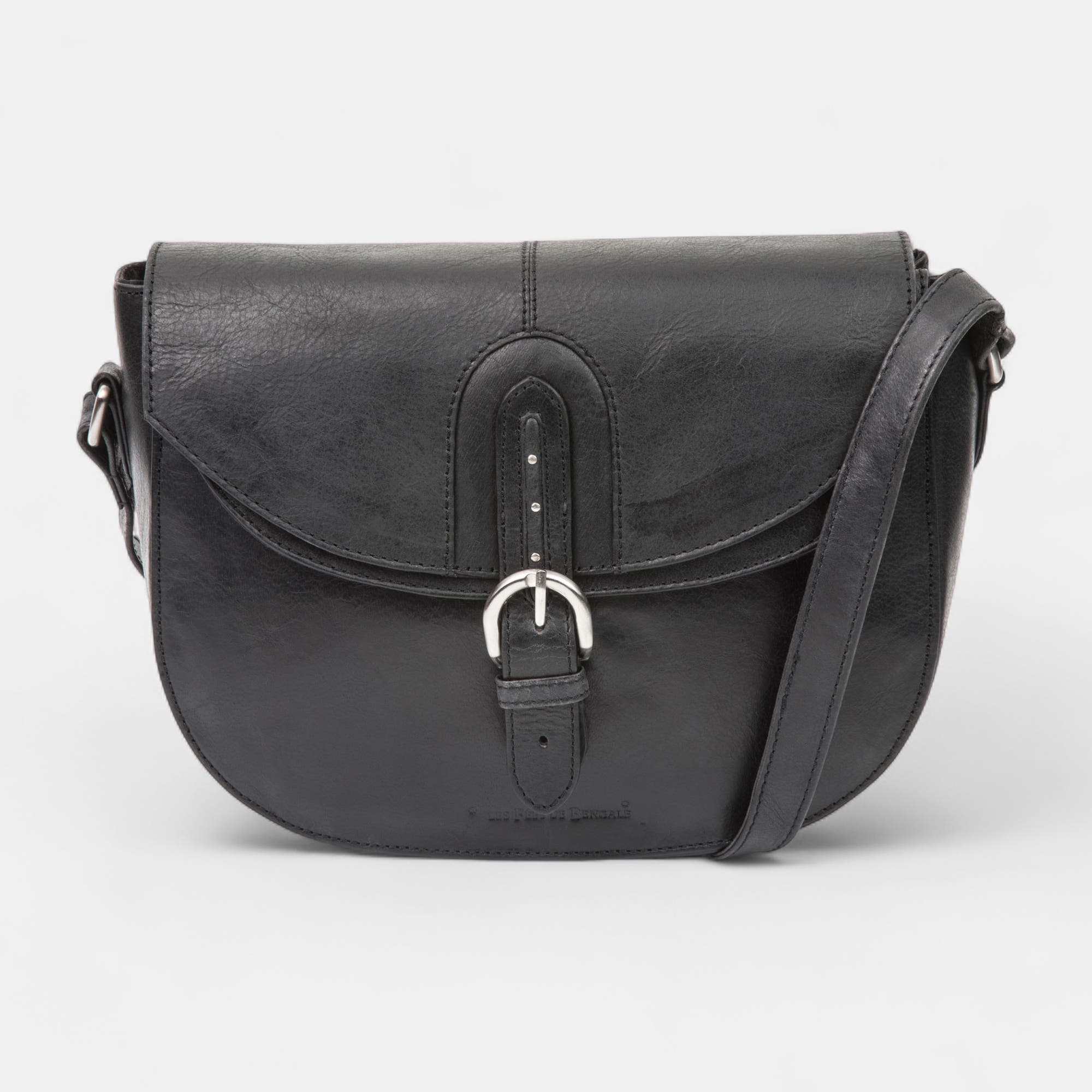 Sac bandoulière en cuir noir