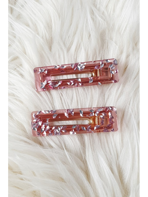 Lot de 2 barrettes roses