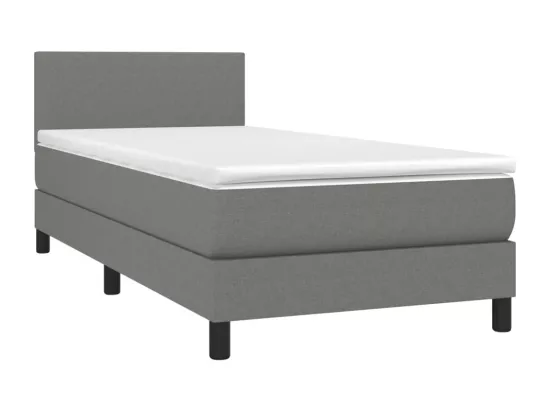 Sommier tapissier avec matelas et LED Gris foncé 90x190cm Tissu